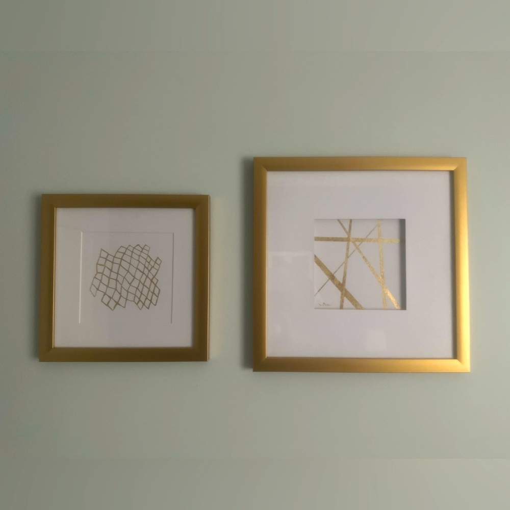 Set of gold tone abstract pictures